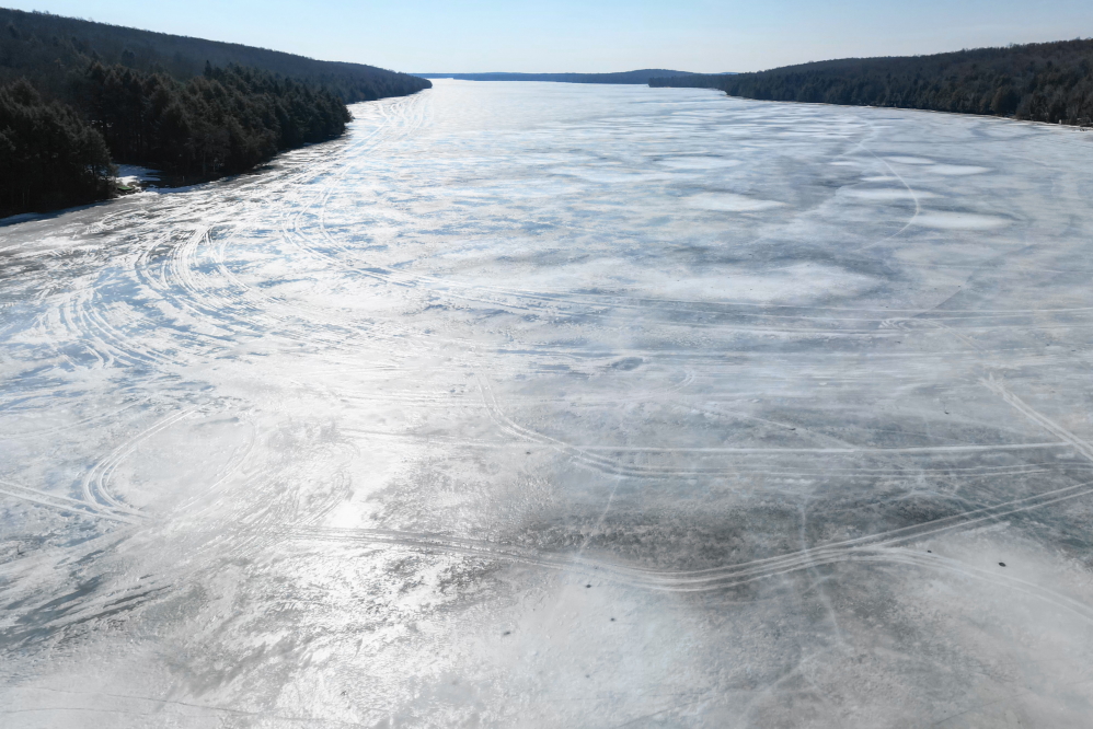 The result of the warm then cold made the lake one great skating rink.