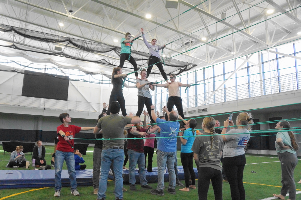 On Sunday, with no boats in the water yet, the <a href='https://www.crandonwatershows.com/' class ='defaultlink2' target='_blank'>Crandon Ski Show</a> team held a practice at the Forest County Potawatomi Community Center.