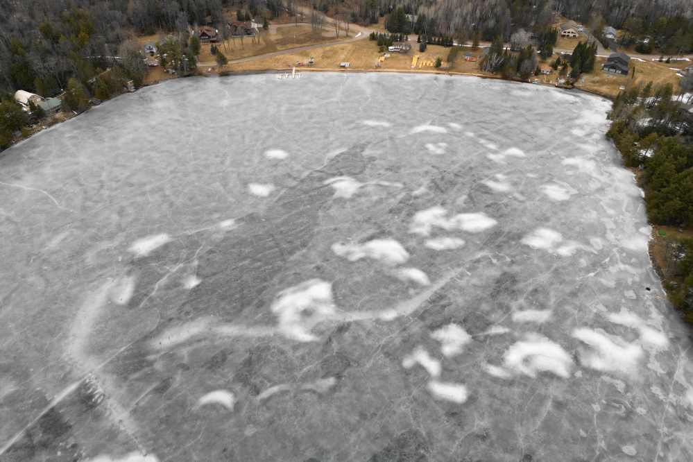 The lake ice has been particularly tenacious on the north end.