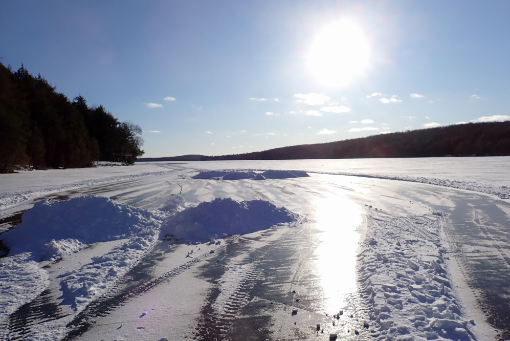 Despite the fissures, we're pretty sure the ice is thick enough to support the most magnificent of ramparts. Construction begins Wednesday.