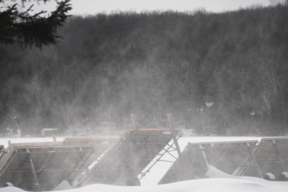 After slaming into shore stuff (piers, lifts, faces pointed in just the wrong direction), clouds of snow would fall into impressive drifts.