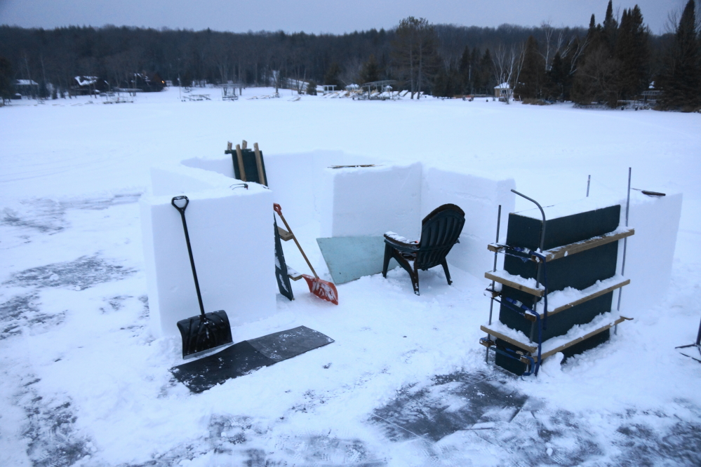 A small snow event late Saturday gave the lake surface the traction needed to resume a standard construction pace.