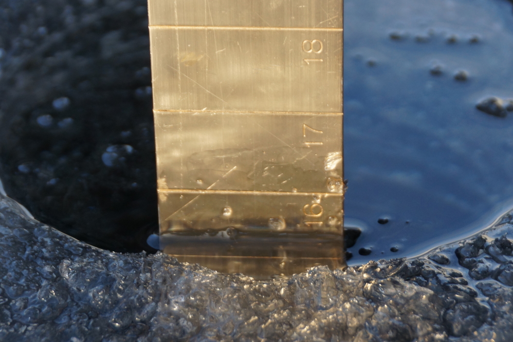 After the clean up, a quick check of the lake ice was made. Lucerne is holding at 15.5 inches.
