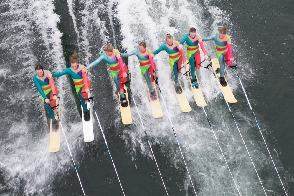 On Wednesday we saw the second ski show of the year in front of Water's Edge.