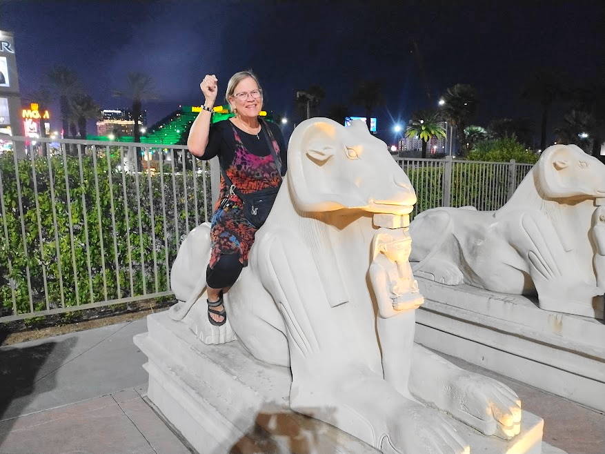 We couldn't find a way up to ride the sphinx, but there were a few   smaller, unguarded sphinx minions sprinkled around the property.