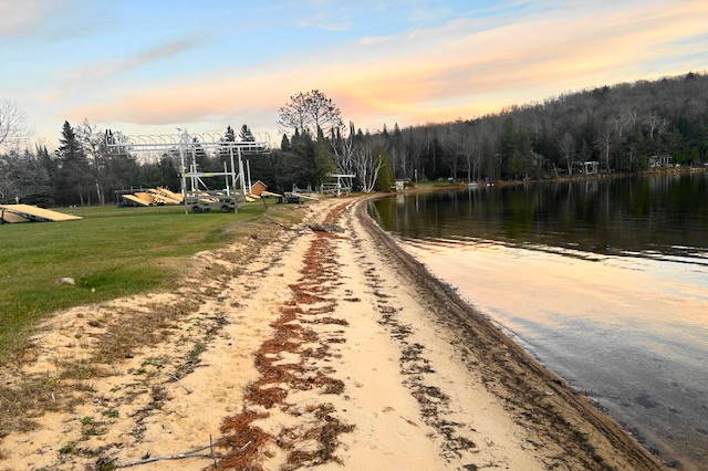 The lake could have used all the rain that fell just to the south and west of it. The falling lake level has made more beach all around the shoreline.