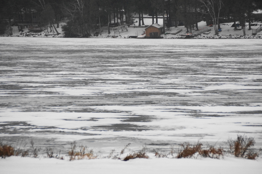 In the middle of the week, temperatures pushed above freezing and Lucerne got a day of cold rain. The rain melted much of the lake's snow cover. The stuff that survived got shiny and unyielding as more cold moved in.