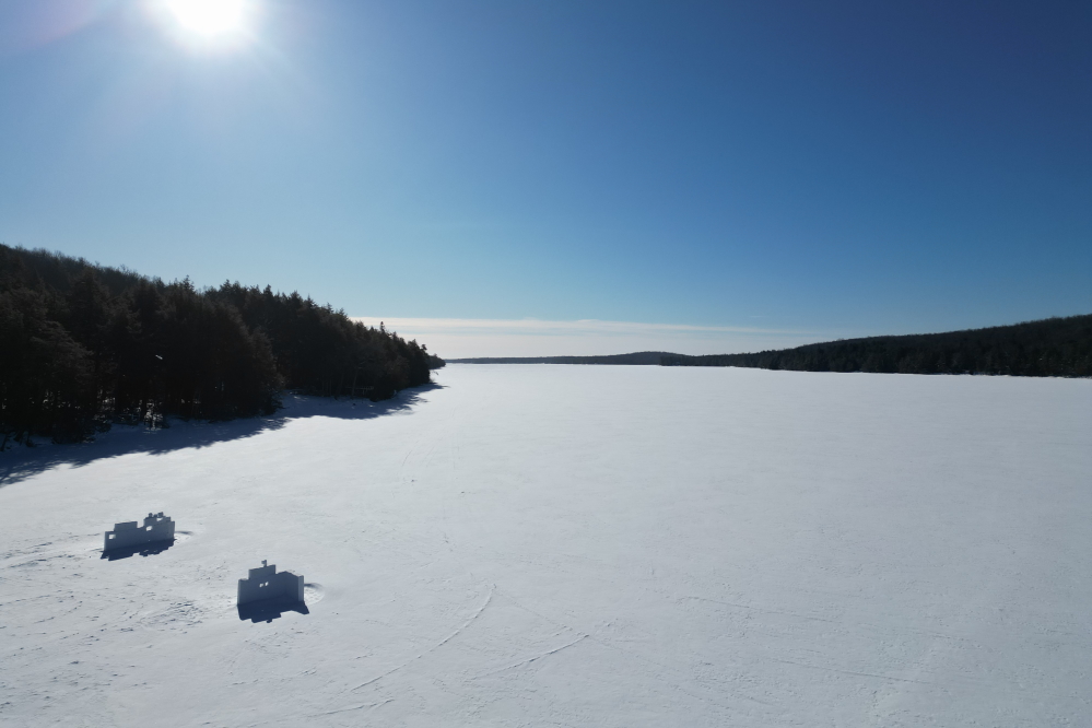 The terrible cold kept the men, for the most part, indoors. To get pictures, the drone was sent. After a short while, the frozen air would start to induce malfunctions, mostly gimbal overload errors. The cold craft was quickly recovered.