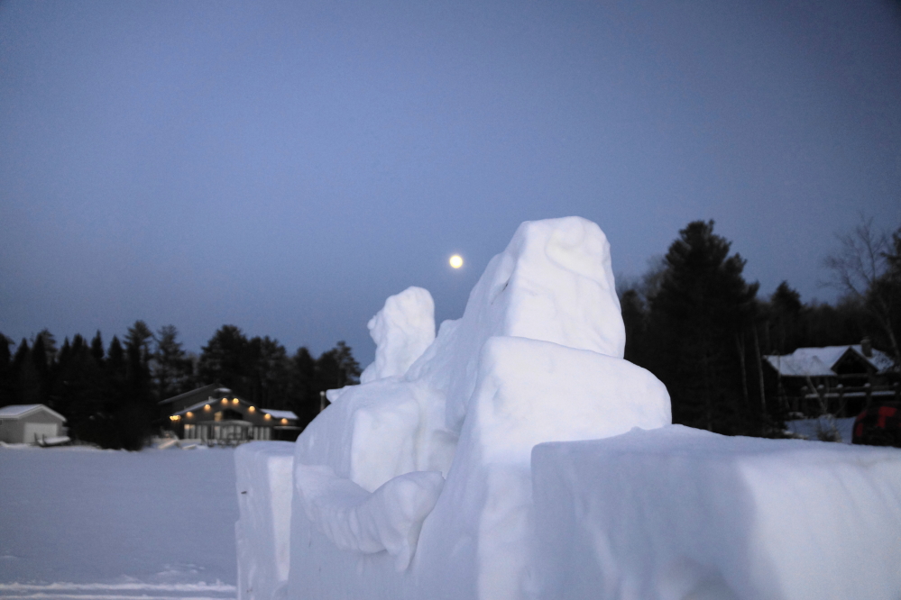 The snow cover reflects the moonlight helping turn the night into a very overcast day.