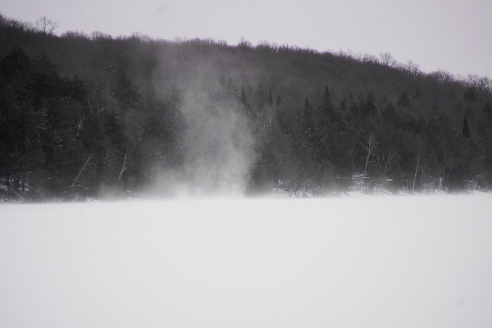 The again snow covered ice of the lake became a 3+ mile dance floor for hundreds of snow devils.