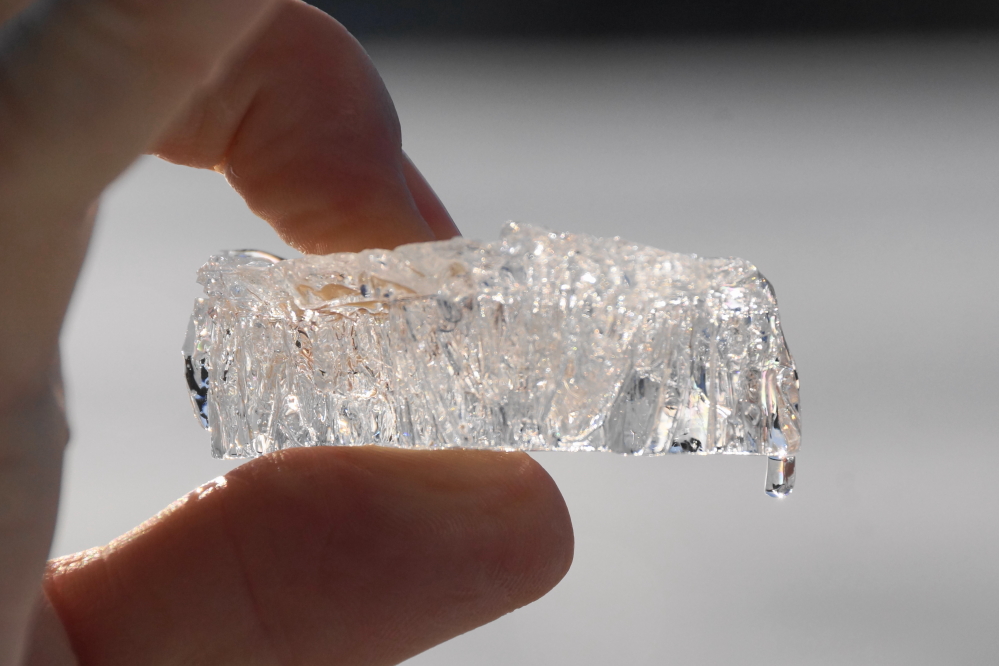 The nights during much of the week were cold enough to build ice.  During the day, the sun would melt it and a little more, until the end of the week when the area suffered that one step back on the road to Ice-Out.
