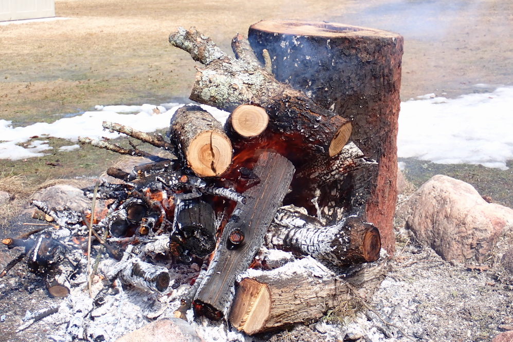 A yard of hemlock trunk with a questionable core turned out to be one of the more interesting burn events of the century.